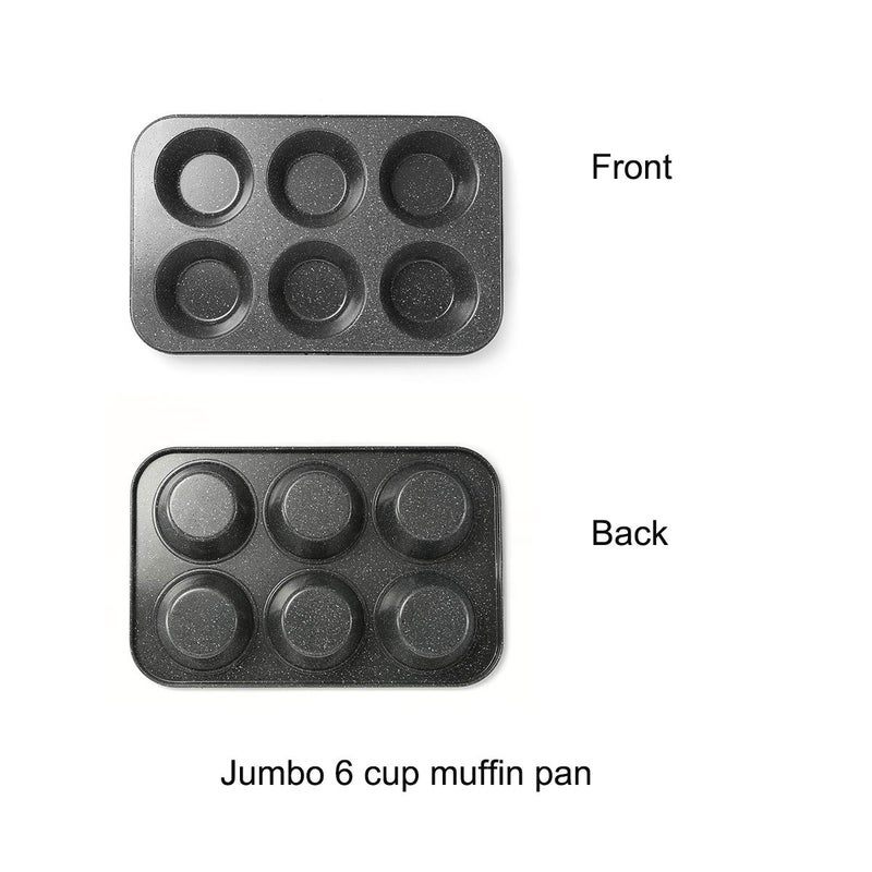 Monfish extra large muffin pan jumbo cupcake tray Carbon steel stone finish 3.5 inch cup - Image 2